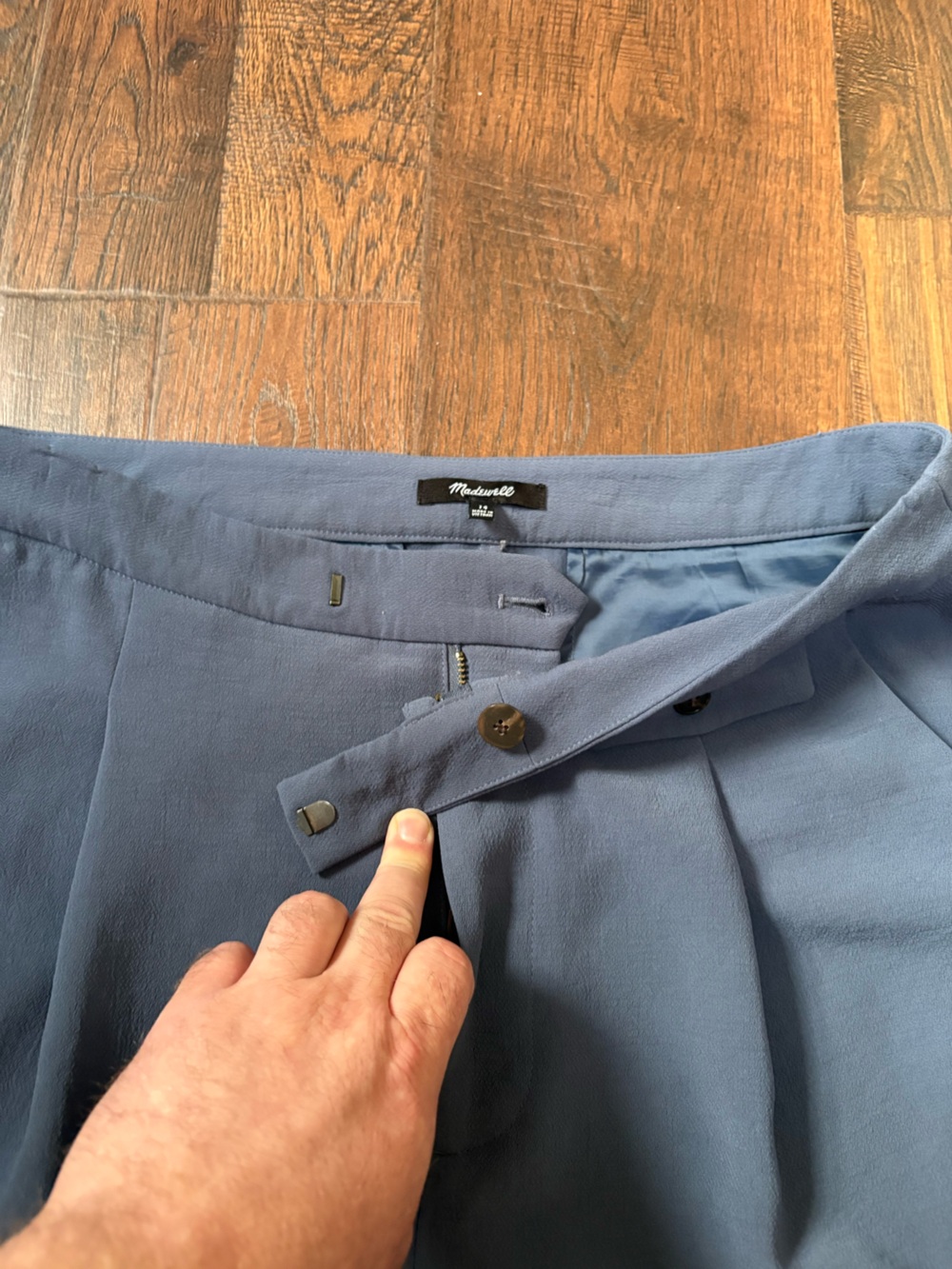 Madewell Blue Wide Leg Trouser Pants High Rise Size 14 - Picture 7 of 8